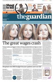 The Guardian (UK) Newspaper Front Page for 30 January 2015