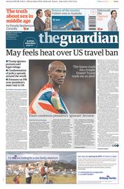 The Guardian (UK) Newspaper Front Page for 30 January 2017