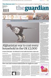 The Guardian Newspaper Front Page (UK) for 30 May 2013