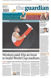The Guardian Newspaper Front Page (UK) for 30 July 2014