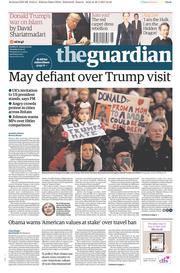 The Guardian (UK) Newspaper Front Page for 31 January 2017