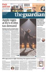The Guardian (UK) Newspaper Front Page for 31 August 2016