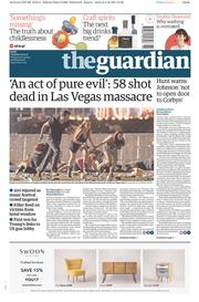 The Guardian (UK) Newspaper Front Page for 3 October 2017