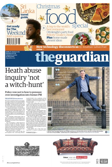 The Guardian Newspaper Front Page (UK) for 3 December 2016