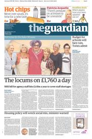 The Guardian Newspaper Front Page (UK) for 3 February 2015