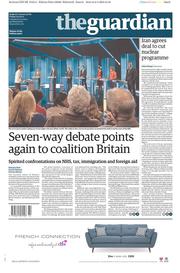 The Guardian Newspaper Front Page (UK) for 3 April 2015
