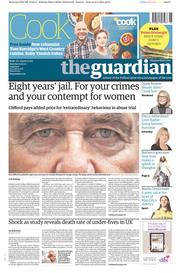 The Guardian Newspaper Front Page (UK) for 3 May 2014