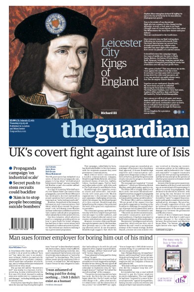 The Guardian Newspaper Front Page (UK) for 3 May 2016