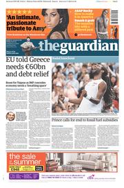 The Guardian (UK) Newspaper Front Page for 3 July 2015