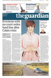 The Guardian (UK) Newspaper Front Page for 3 August 2015