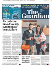 The Guardian (UK) Newspaper Front Page for 3 August 2018
