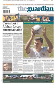 The Guardian Newspaper Front Page (UK) for 3 September 2013