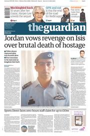 The Guardian (UK) Newspaper Front Page for 4 February 2015