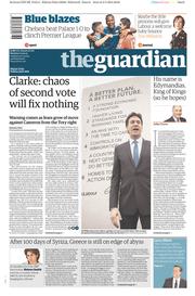 The Guardian Newspaper Front Page (UK) for 4 May 2015