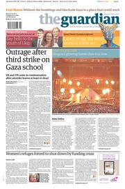 The Guardian Newspaper Front Page (UK) for 4 August 2014