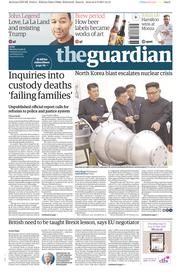 The Guardian (UK) Newspaper Front Page for 4 September 2017