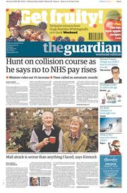 The Guardian Newspaper Front Page (UK) for 5 October 2013