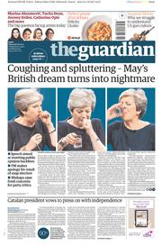The Guardian (UK) Newspaper Front Page for 5 October 2017