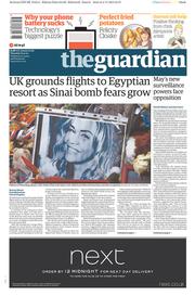 The Guardian (UK) Newspaper Front Page for 5 November 2015