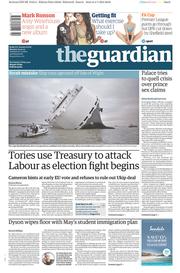 The Guardian Newspaper Front Page (UK) for 5 January 2015