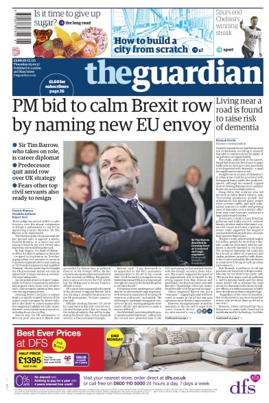 The Guardian Newspaper Front Page (UK) for 5 January 2017