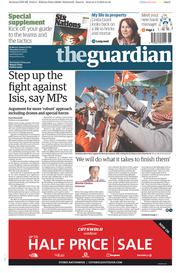 The Guardian Newspaper Front Page (UK) for 5 February 2015
