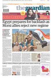 The Guardian Newspaper Front Page (UK) for 5 July 2013