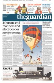 The Guardian Newspaper Front Page (UK) for 5 August 2015