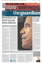 The Guardian Newspaper Front Page (UK) for 6 November 2014