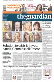 The Guardian (UK) Newspaper Front Page for 6 February 2015