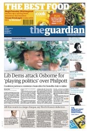 The Guardian (UK) Newspaper Front Page for 6 April 2013
