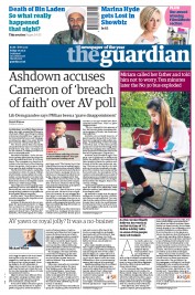 The Guardian (UK) Newspaper Front Page for 6 May 2011