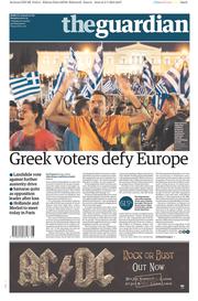 The Guardian Newspaper Front Page (UK) for 6 July 2015