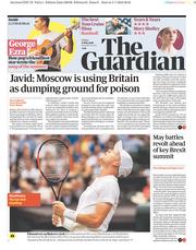 The Guardian (UK) Newspaper Front Page for 6 July 2018