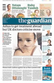 The Guardian (UK) Newspaper Front Page for 6 September 2014