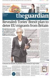 The Guardian (UK) Newspaper Front Page for 6 September 2017