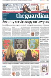 The Guardian Newspaper Front Page (UK) for 7 November 2014