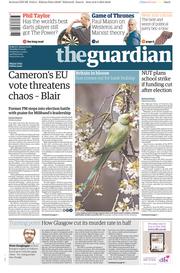 The Guardian Newspaper Front Page (UK) for 7 April 2015