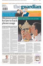 The Guardian Newspaper Front Page (UK) for 7 July 2014