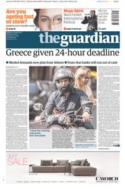 The Guardian Newspaper Front Page (UK) for 7 July 2015