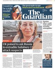 The Guardian (UK) Newspaper Front Page for 7 August 2018