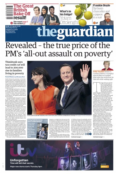 The Guardian Newspaper Front Page (UK) for 8 October 2015