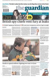 The Guardian Newspaper Front Page (UK) for 8 November 2013