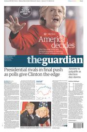 The Guardian (UK) Newspaper Front Page for 8 November 2016