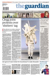 The Guardian (UK) Newspaper Front Page for 8 January 2013