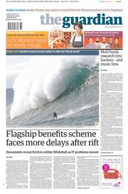 The Guardian (UK) Newspaper Front Page for 8 January 2014