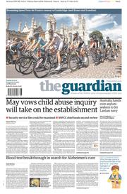 The Guardian Newspaper Front Page (UK) for 8 July 2014