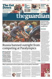 The Guardian (UK) Newspaper Front Page for 8 August 2016
