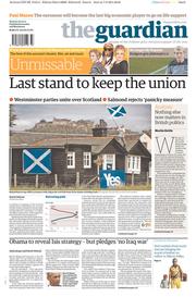 The Guardian (UK) Newspaper Front Page for 8 September 2014