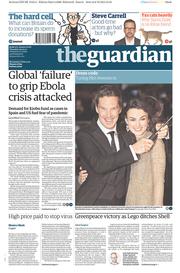 The Guardian Newspaper Front Page (UK) for 9 October 2014